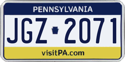 PA license plate JGZ2071