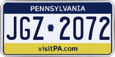 PA license plate JGZ2072