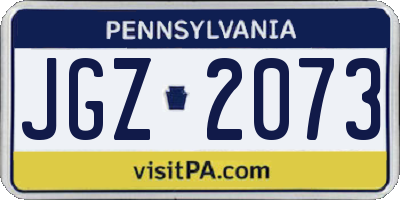 PA license plate JGZ2073