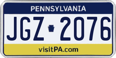 PA license plate JGZ2076