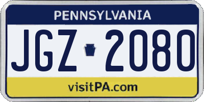 PA license plate JGZ2080