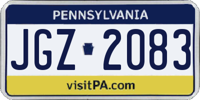 PA license plate JGZ2083