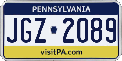 PA license plate JGZ2089