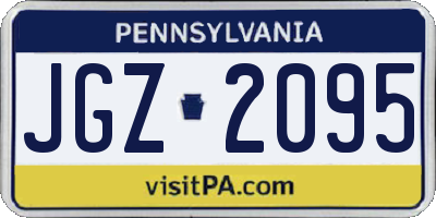 PA license plate JGZ2095
