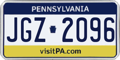 PA license plate JGZ2096