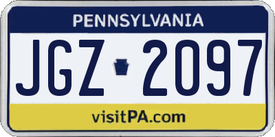 PA license plate JGZ2097