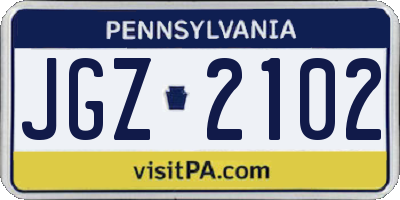 PA license plate JGZ2102