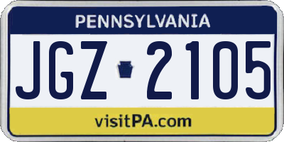 PA license plate JGZ2105