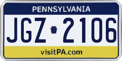 PA license plate JGZ2106