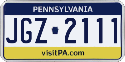 PA license plate JGZ2111