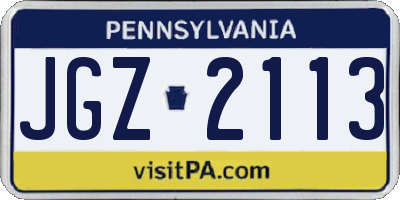 PA license plate JGZ2113