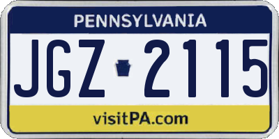 PA license plate JGZ2115
