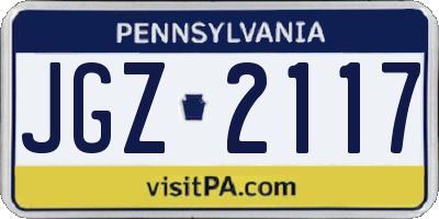 PA license plate JGZ2117
