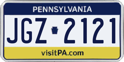 PA license plate JGZ2121