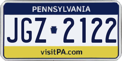 PA license plate JGZ2122