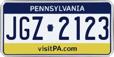 PA license plate JGZ2123