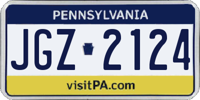 PA license plate JGZ2124