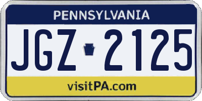 PA license plate JGZ2125