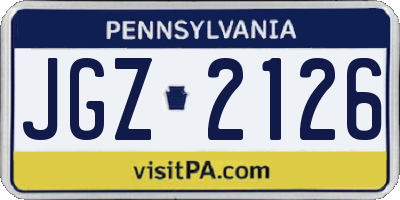 PA license plate JGZ2126