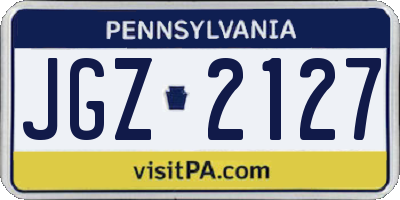 PA license plate JGZ2127