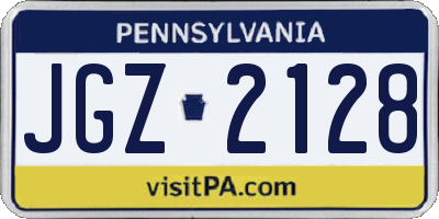 PA license plate JGZ2128