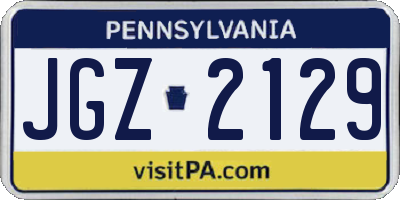 PA license plate JGZ2129
