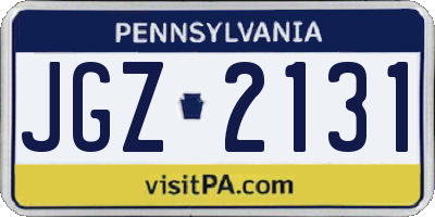 PA license plate JGZ2131