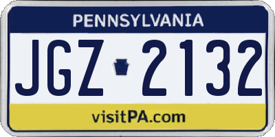 PA license plate JGZ2132