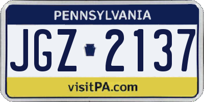 PA license plate JGZ2137
