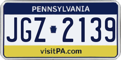 PA license plate JGZ2139