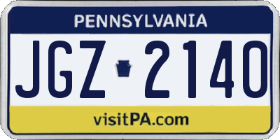 PA license plate JGZ2140