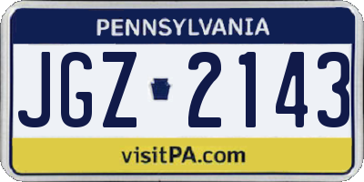 PA license plate JGZ2143