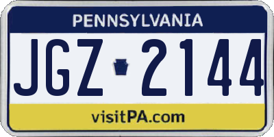 PA license plate JGZ2144