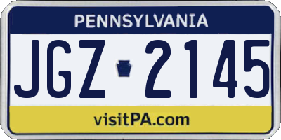 PA license plate JGZ2145