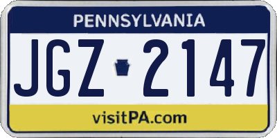 PA license plate JGZ2147
