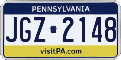 PA license plate JGZ2148
