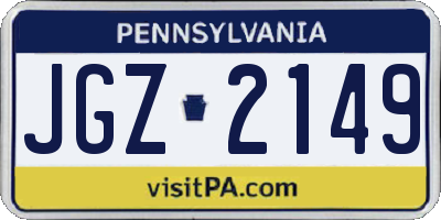 PA license plate JGZ2149