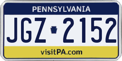 PA license plate JGZ2152