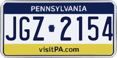 PA license plate JGZ2154