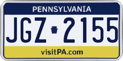 PA license plate JGZ2155