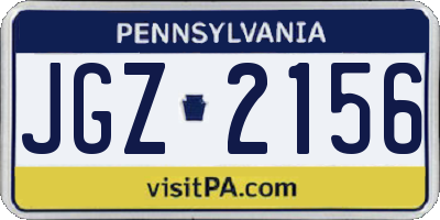 PA license plate JGZ2156