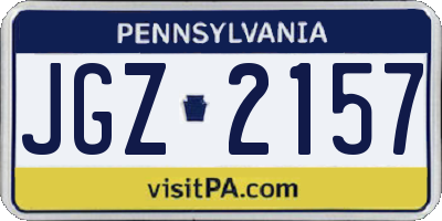 PA license plate JGZ2157