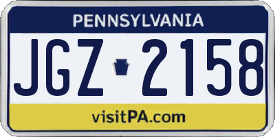 PA license plate JGZ2158