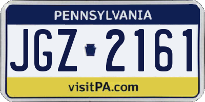 PA license plate JGZ2161