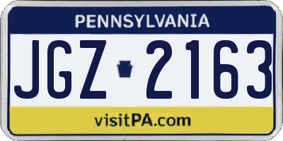 PA license plate JGZ2163
