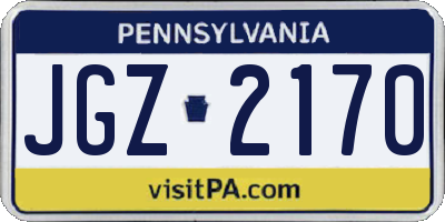 PA license plate JGZ2170