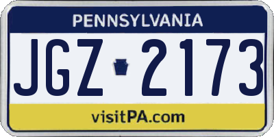 PA license plate JGZ2173