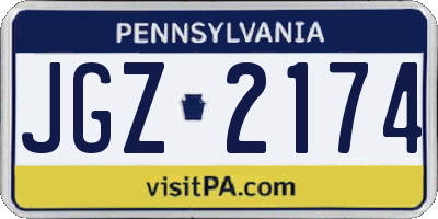 PA license plate JGZ2174