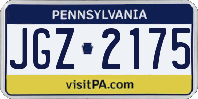 PA license plate JGZ2175