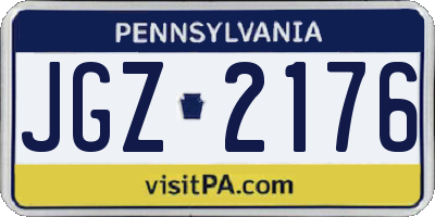 PA license plate JGZ2176